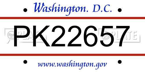 PK22657 District Of Columbia License Plate