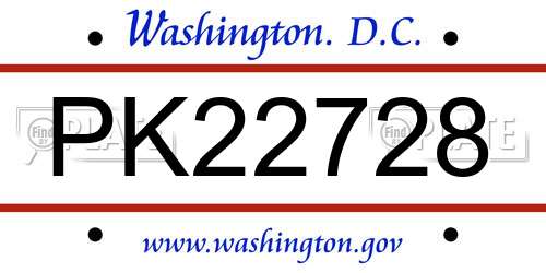 PK22728 District Of Columbia License Plate