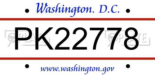 PK22778 District Of Columbia License Plate