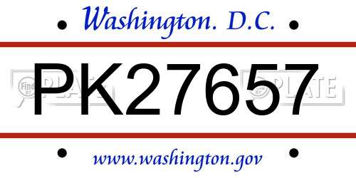 PK27657 District Of Columbia License Plate