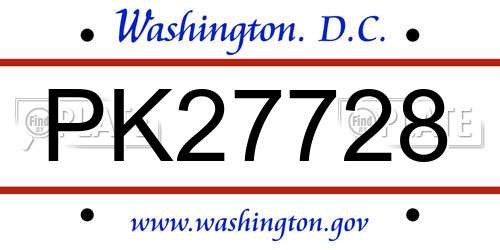 PK27728 District Of Columbia License Plate