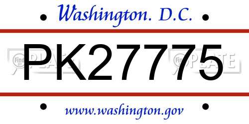 PK27775 District Of Columbia License Plate