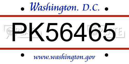 PK56465 District Of Columbia License Plate