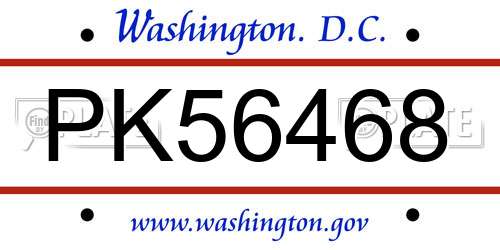 PK56468 District Of Columbia License Plate