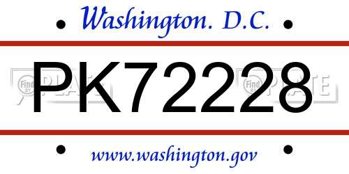 PK72228 District Of Columbia License Plate