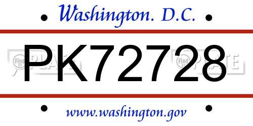 PK72728 District Of Columbia License Plate
