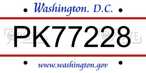 PK77228 District Of Columbia License Plate