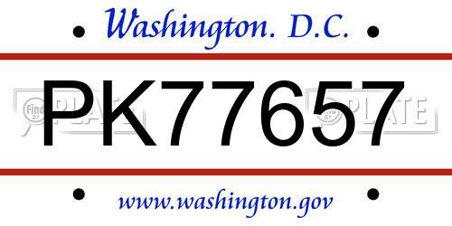 PK77657 District Of Columbia License Plate