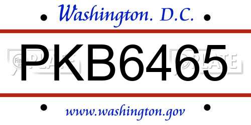 PKB6465 District Of Columbia License Plate