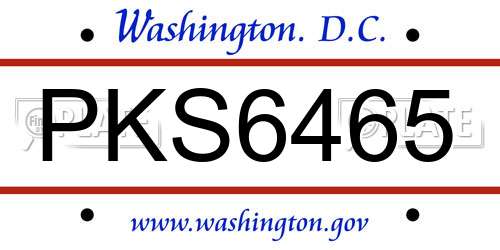 PKS6465 District Of Columbia License Plate