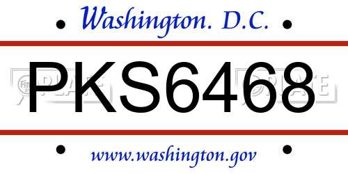 PKS6468 District Of Columbia License Plate