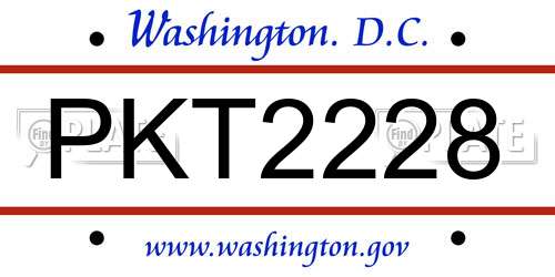 PKT2228 District Of Columbia License Plate