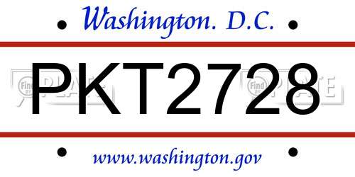 PKT2728 District Of Columbia License Plate