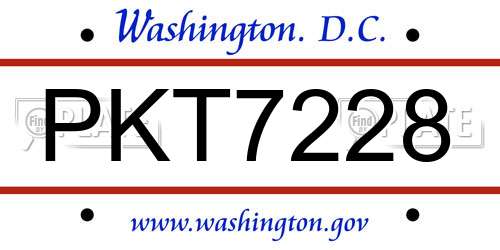 PKT7228 District Of Columbia License Plate