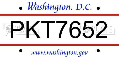 PKT7652 District Of Columbia License Plate