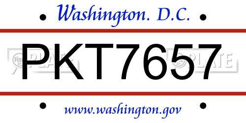 PKT7657 District Of Columbia License Plate