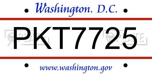 PKT7725 District Of Columbia License Plate