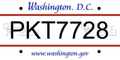 PKT7728 District Of Columbia License Plate