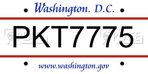 PKT7775 District Of Columbia License Plate