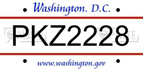 PKZ2228 District Of Columbia License Plate