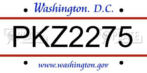 PKZ2275 District Of Columbia License Plate