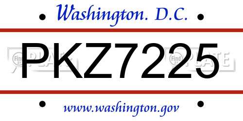 PKZ7225 District Of Columbia License Plate