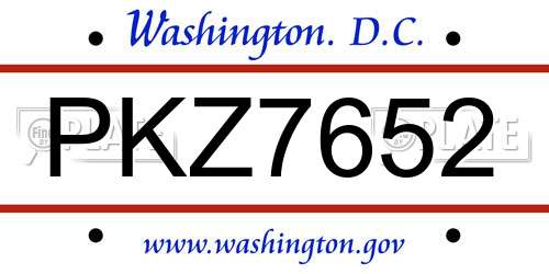 PKZ7652 District Of Columbia License Plate