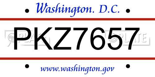 PKZ7657 District Of Columbia License Plate