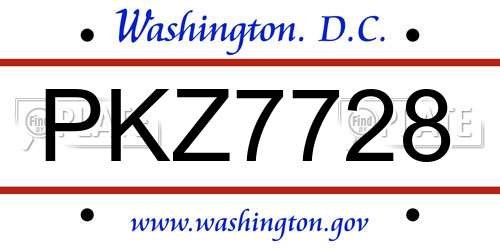 PKZ7728 District Of Columbia License Plate