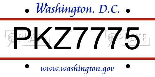 PKZ7775 District Of Columbia License Plate