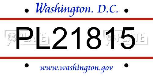 PL21815 District Of Columbia License Plate