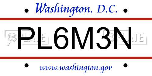 PL6M3N District Of Columbia License Plate