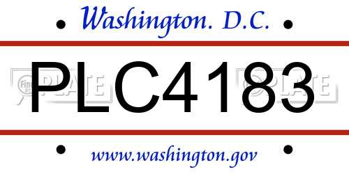 PLC4183 District Of Columbia License Plate