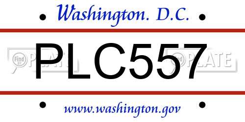 PLC557 District Of Columbia License Plate