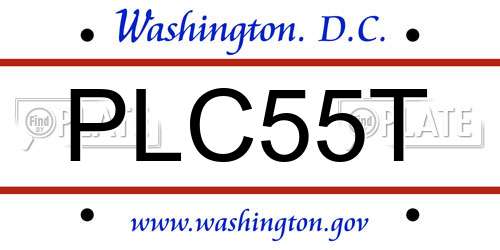PLC55T District Of Columbia License Plate