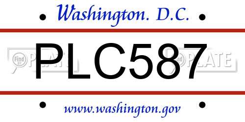 PLC587 District Of Columbia License Plate