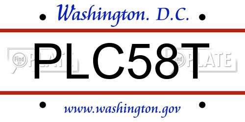 PLC58T District Of Columbia License Plate