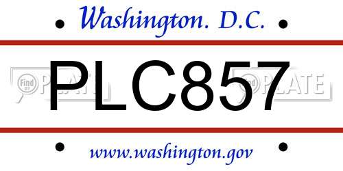 PLC857 District Of Columbia License Plate