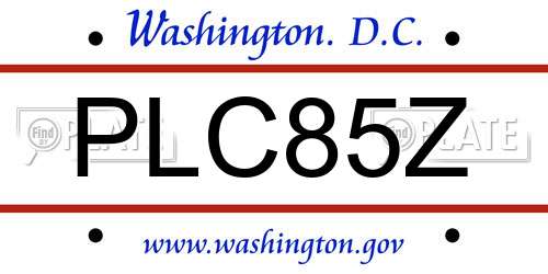 PLC85Z District Of Columbia License Plate