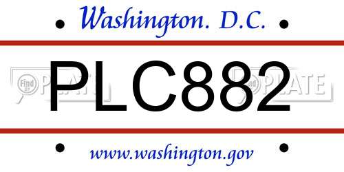 PLC882 District Of Columbia License Plate