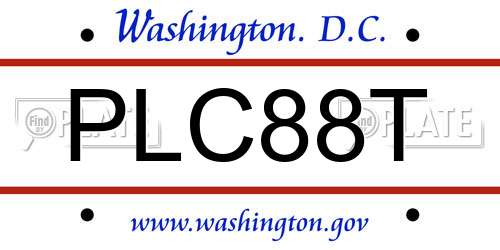 PLC88T District Of Columbia License Plate
