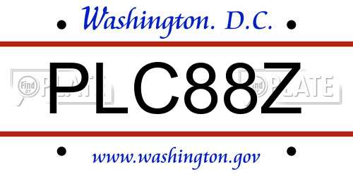 PLC88Z District Of Columbia License Plate