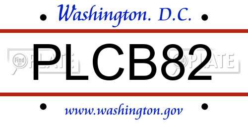 PLCB82 District Of Columbia License Plate