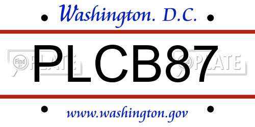 PLCB87 District Of Columbia License Plate
