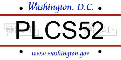 PLCS52 District Of Columbia License Plate