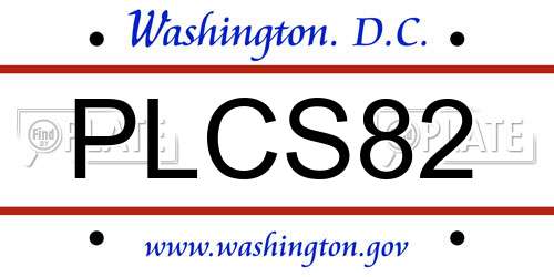 PLCS82 District Of Columbia License Plate
