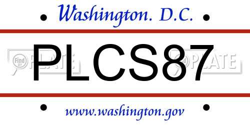 PLCS87 District Of Columbia License Plate