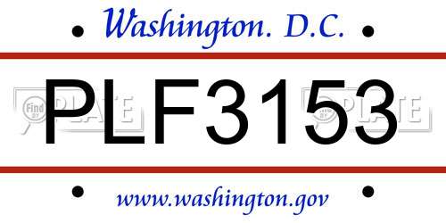 PLF3153 District Of Columbia License Plate