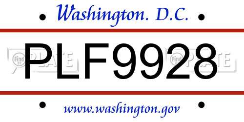 PLF9928 District Of Columbia License Plate