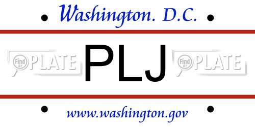 PLJ District Of Columbia License Plate